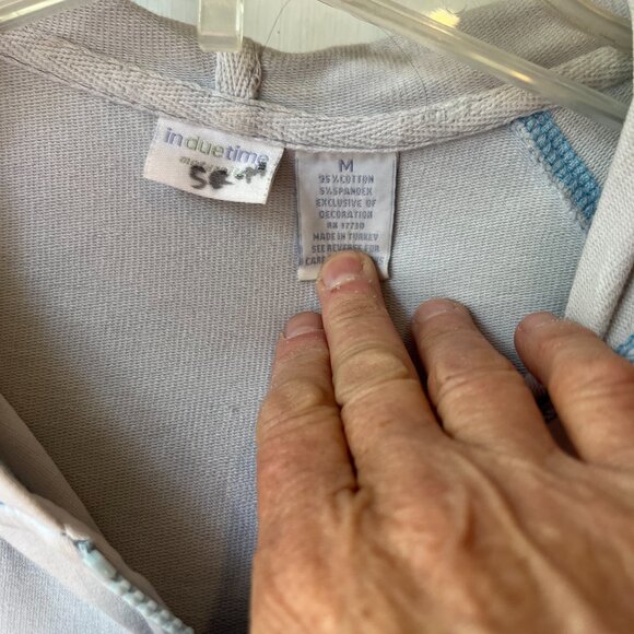 Womens In Due Time Light Blue Hoodie Medium - Picture 2 of 5
